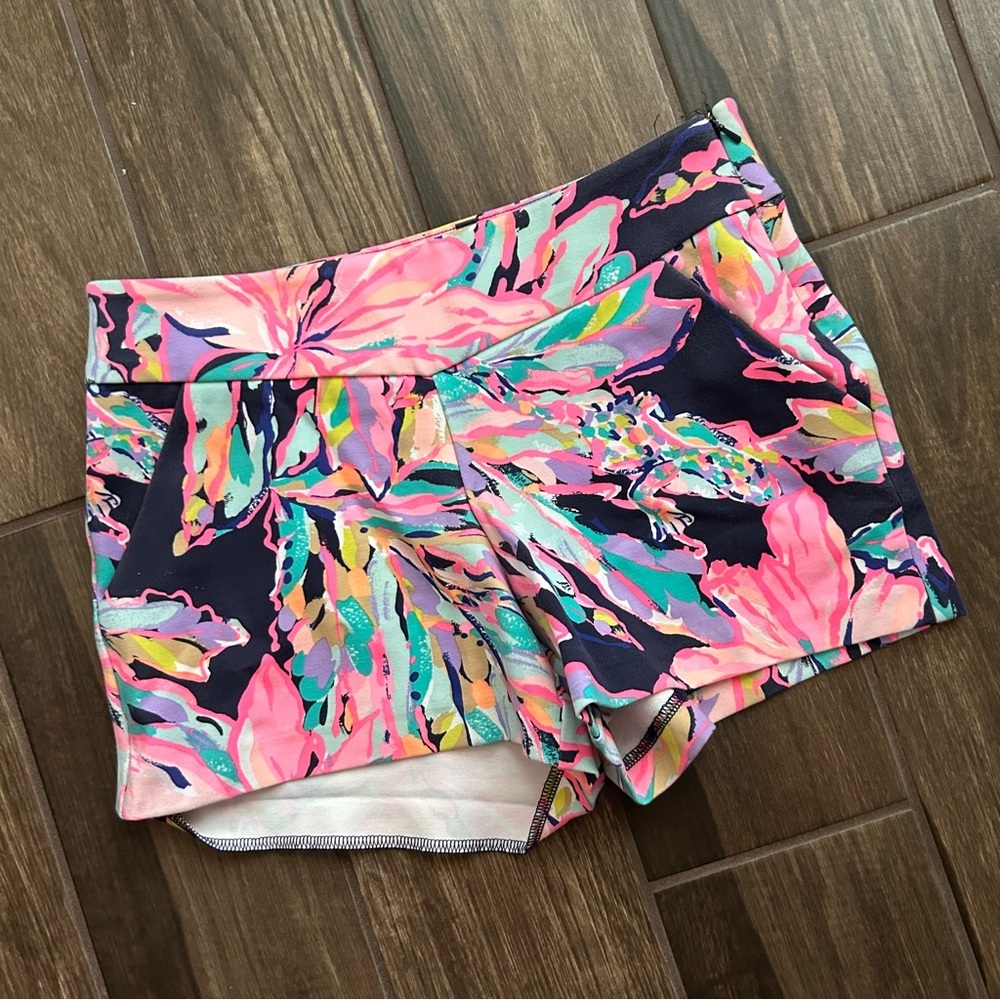 Lilly Pulitzer Makenna Ponte Knit Shorts in Bright Navy Al Fresco Sz 0